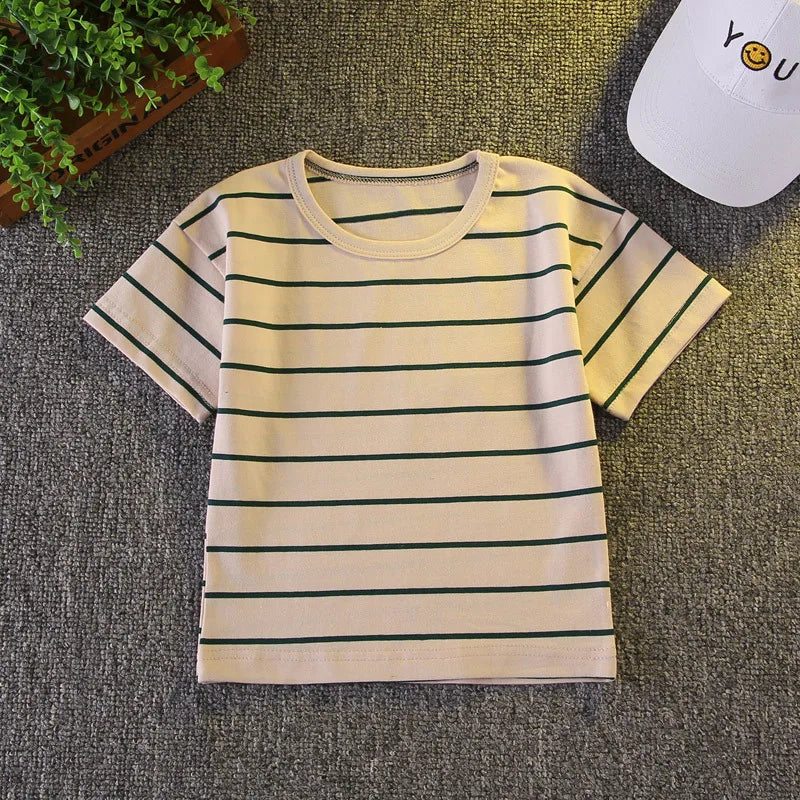 Conjunto Infantil Verão Camiseta Listrada + Shorts 2 Peças