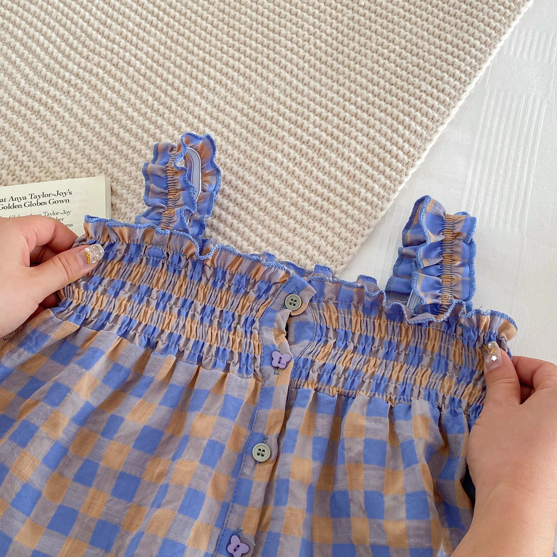 Conjunto Bebê Roxo Xadrez