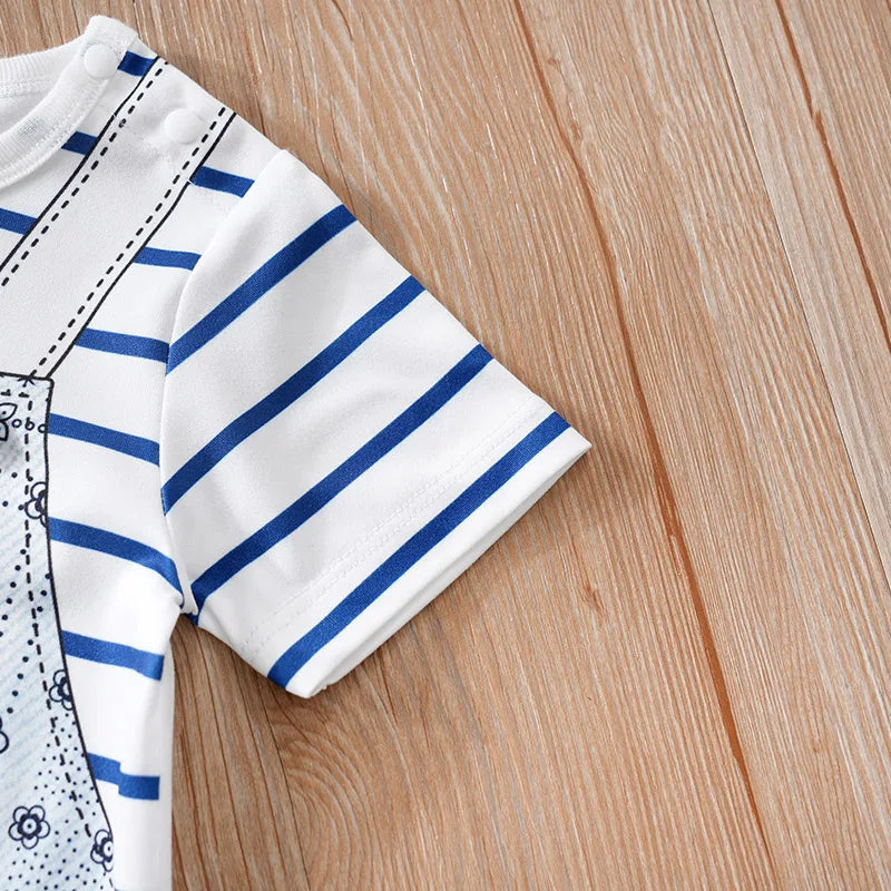 Macacão Infantil “Ursinho Divertido” – Conjunto Falso Dois Peças para Meninos