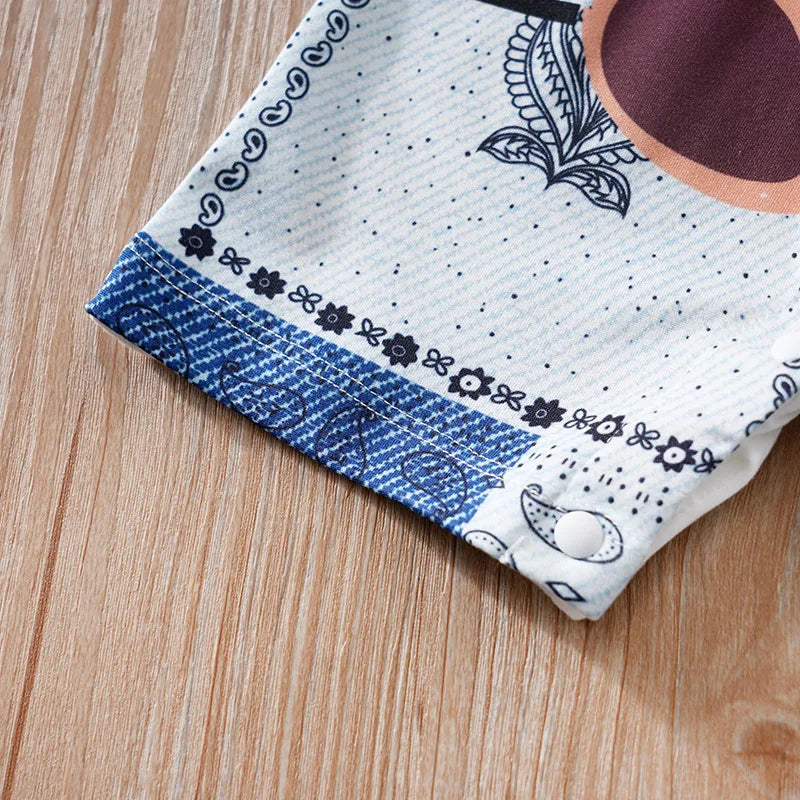 Macacão Infantil “Ursinho Divertido” – Conjunto Falso Dois Peças para Meninos