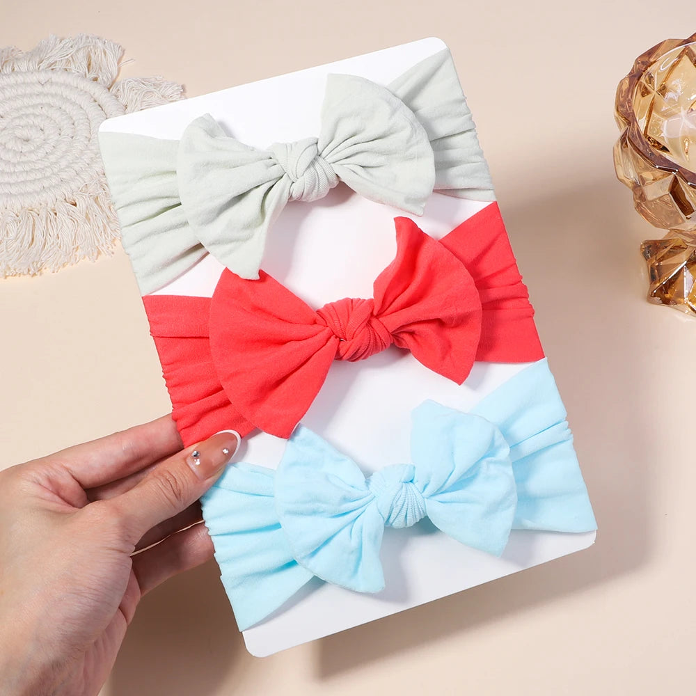 Kit 3 Peças de Faixas de Cabelo Tricotadas para Bebês – Turbante Elástico para Meninas e Crianças