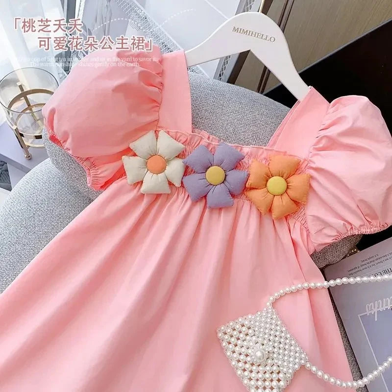 Vestido Princesa Infantil com Mangas Bufantes