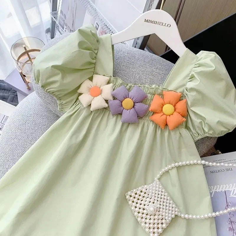 Vestido Princesa Infantil com Mangas Bufantes