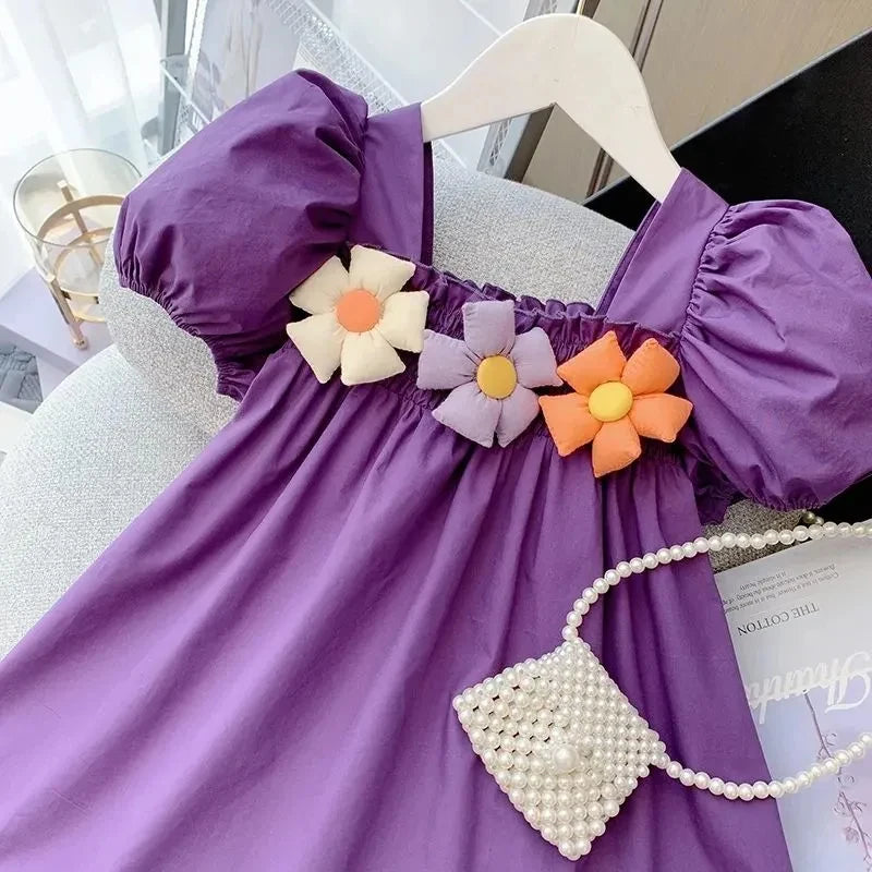 Vestido Princesa Infantil com Mangas Bufantes