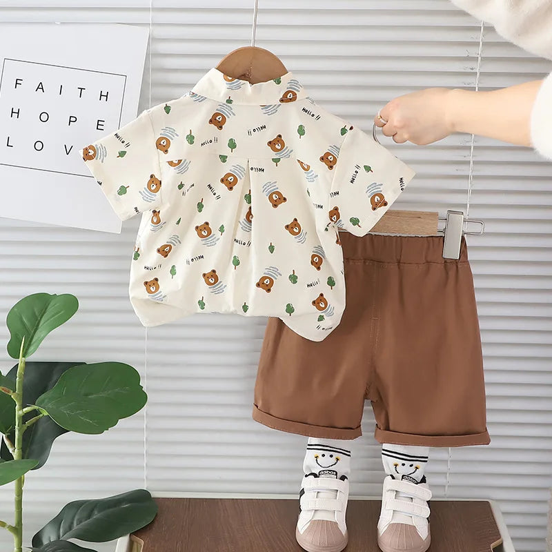 Conjunto Infantil Verão – Camiseta Cartoon + Shorts Jeans (2 peças)