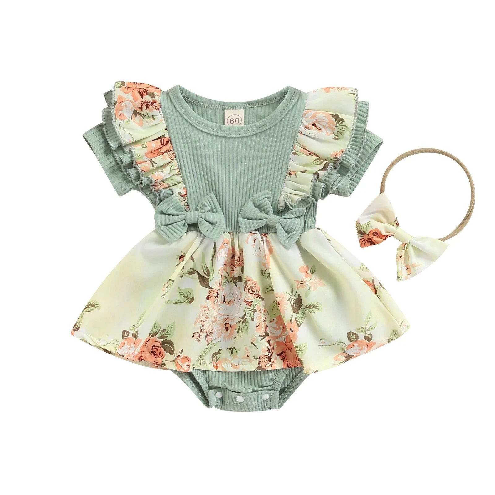 Conjunto Bebê Vestido Body + Faixa – Florença
