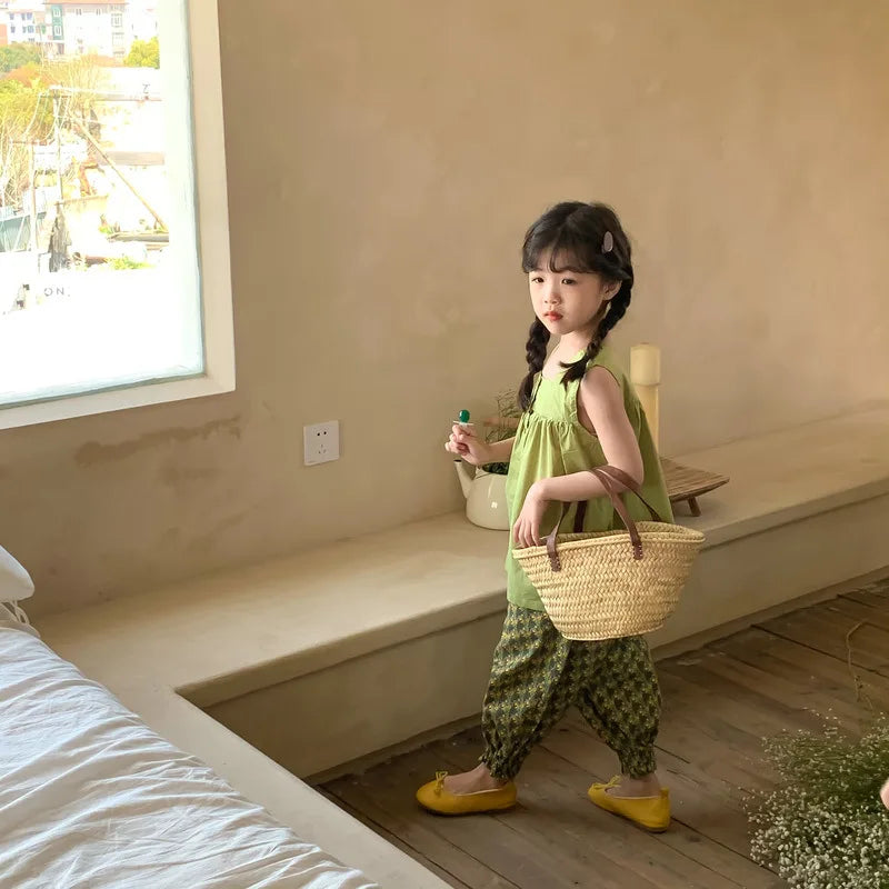 Conjunto Infantil de Verão MILANCEL – Camiseta Floral com Shorts 2 Peças