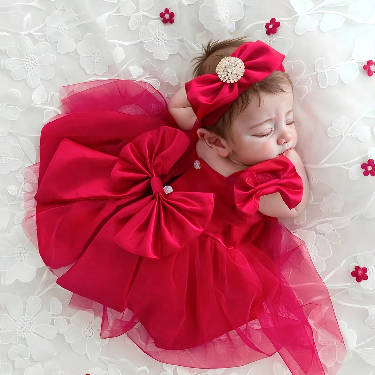 Vestido Newborn Laço Vermelho – Encanto