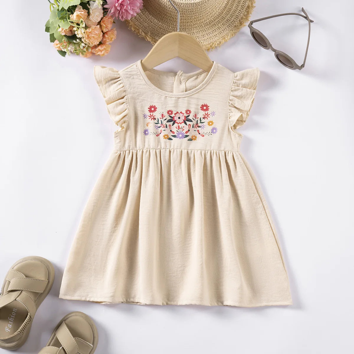 Vestido Infantil Bebê Algodão e Linho