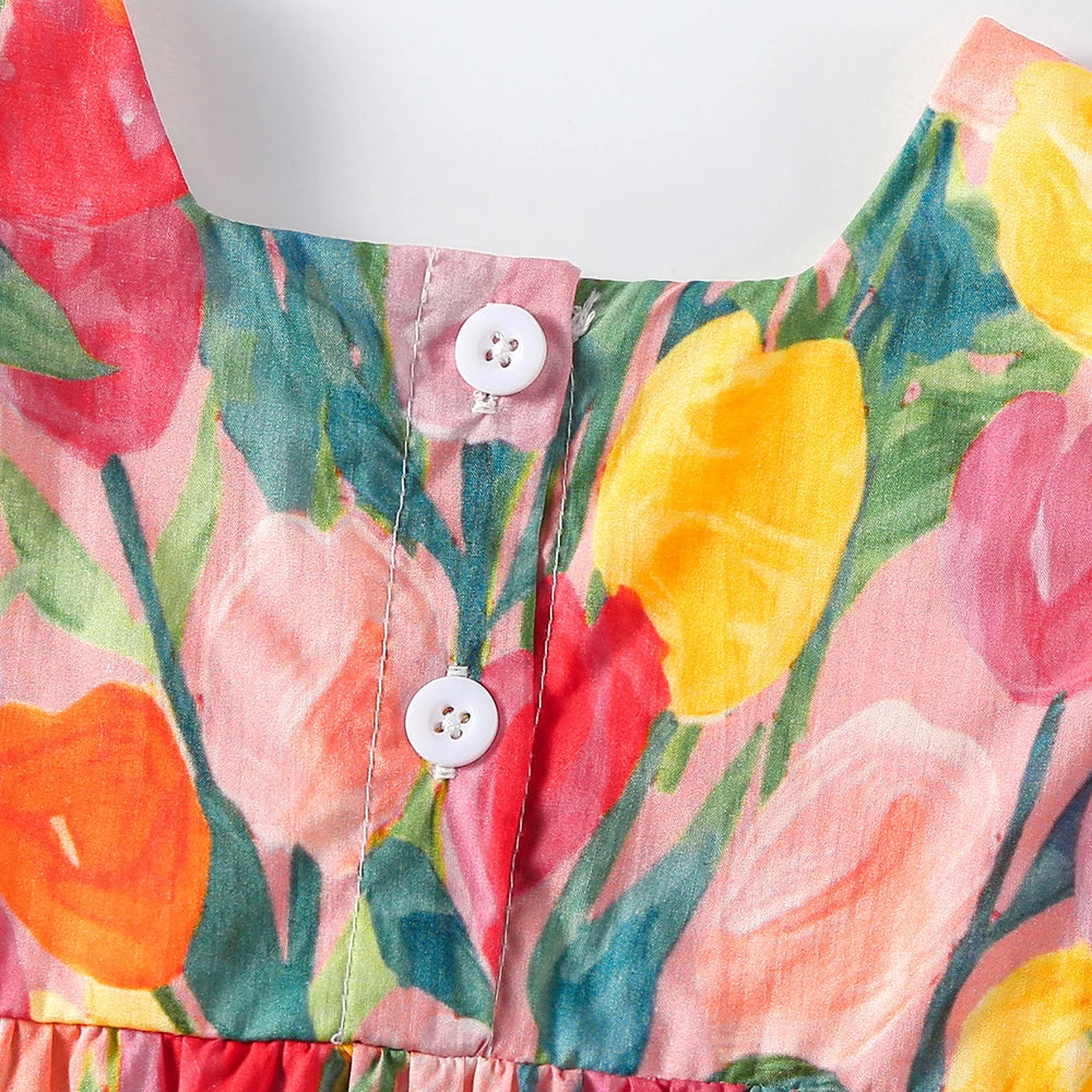 Conjunto Infantil “Tulipa Encantada” – Body com Mangas Bufantes + Faixa de Cabelo