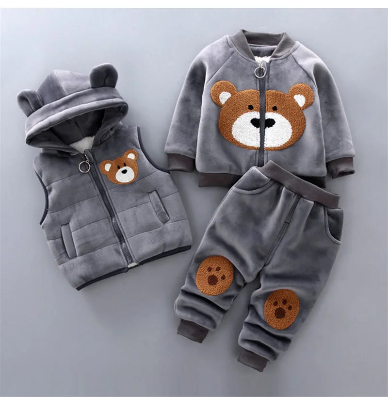 Conjunto Infantil de Inverno 3 Peças com Ursinho