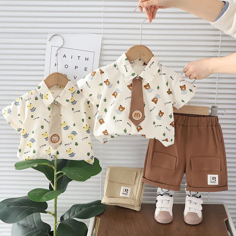 Conjunto Infantil Verão – Camiseta Cartoon + Shorts Jeans (2 peças)