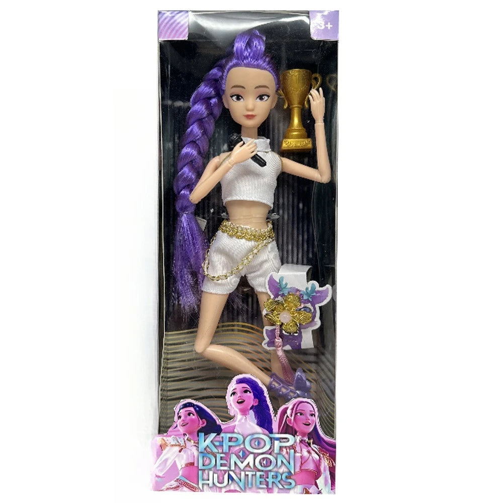 Boneca Kpop Demon Hunters 12cm – Action Figure Rumi, Mira, Zoey | Estilo Fashion, Articulada e Ideal para Coleção