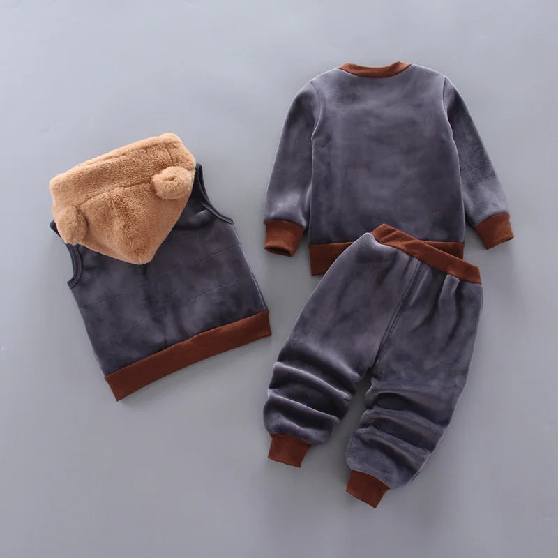 Conjunto Infantil de Inverno 3 Peças com Ursinho