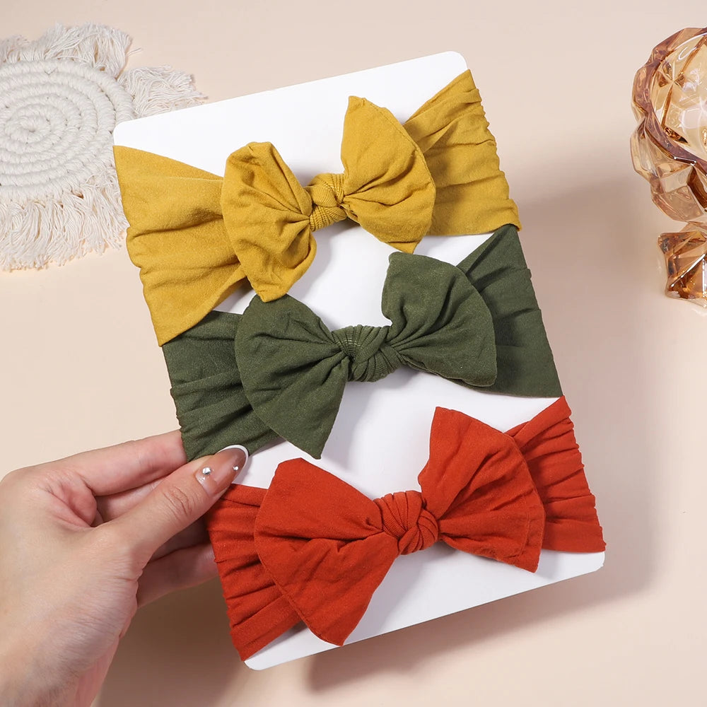 Kit 3 Peças de Faixas de Cabelo Tricotadas para Bebês – Turbante Elástico para Meninas e Crianças