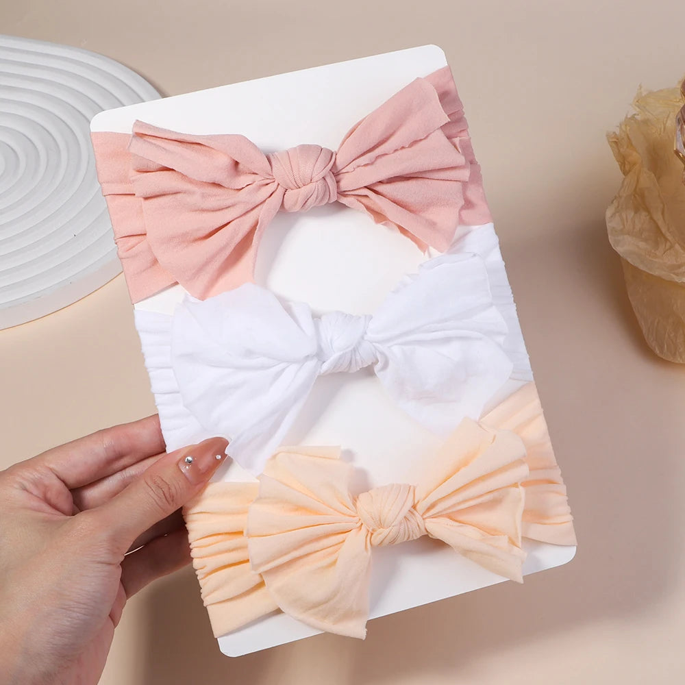 Kit 3 Peças de Faixas de Cabelo Tricotadas para Bebês – Turbante Elástico para Meninas e Crianças