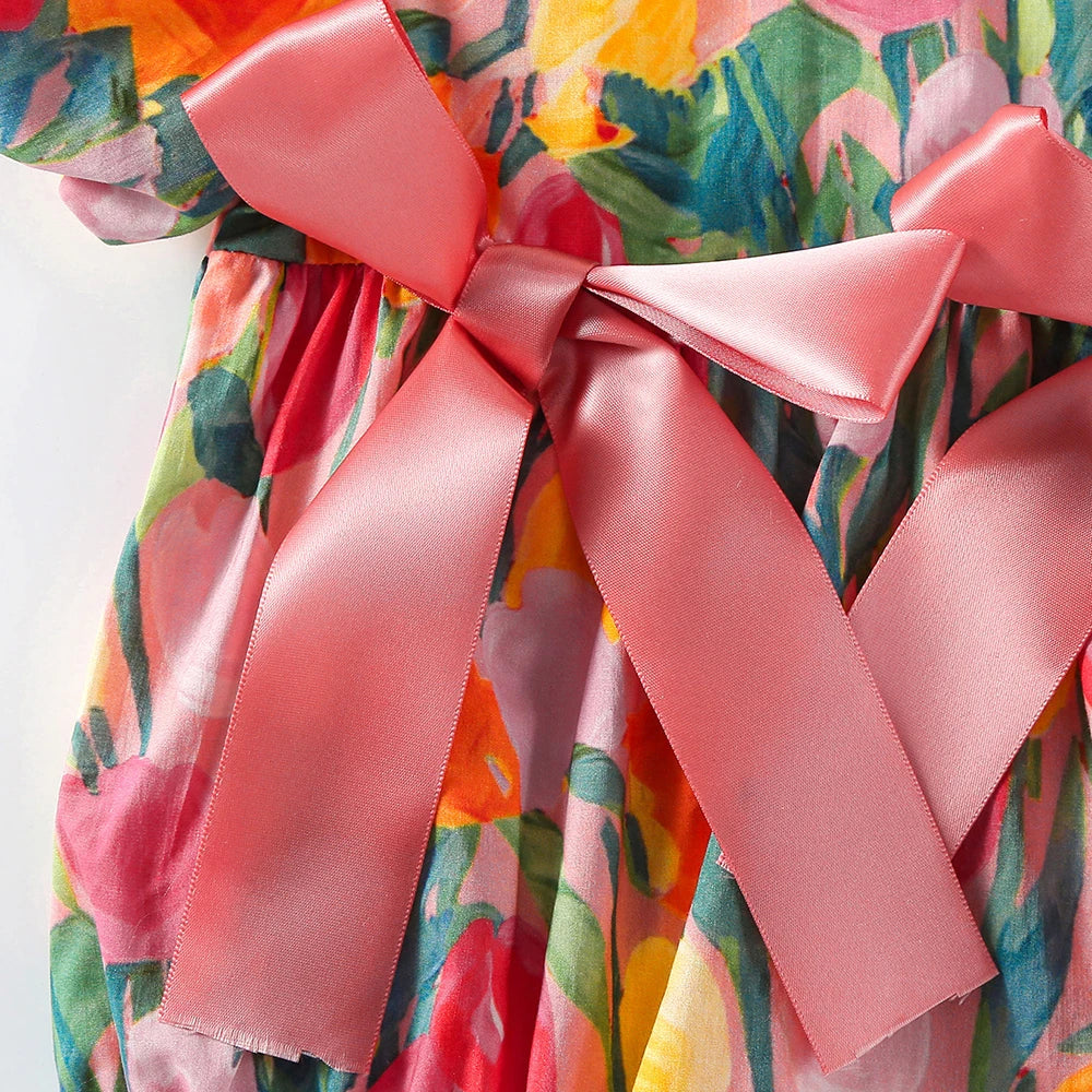 Conjunto Infantil “Tulipa Encantada” – Body com Mangas Bufantes + Faixa de Cabelo