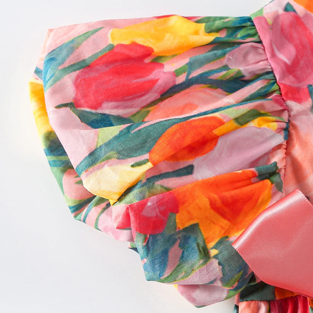 Conjunto Infantil “Tulipa Encantada” – Body com Mangas Bufantes + Faixa de Cabelo