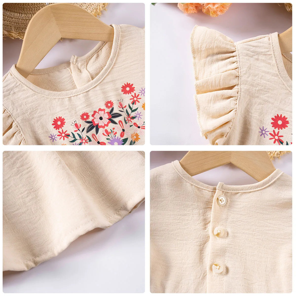 Vestido Infantil Bebê Algodão e Linho