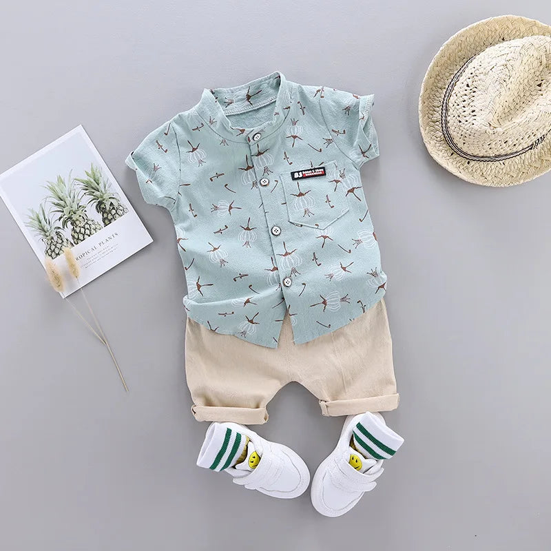 Conjunto Infantil Verão Camiseta de Algodão + Shorts 2 Peças - Rodrigo