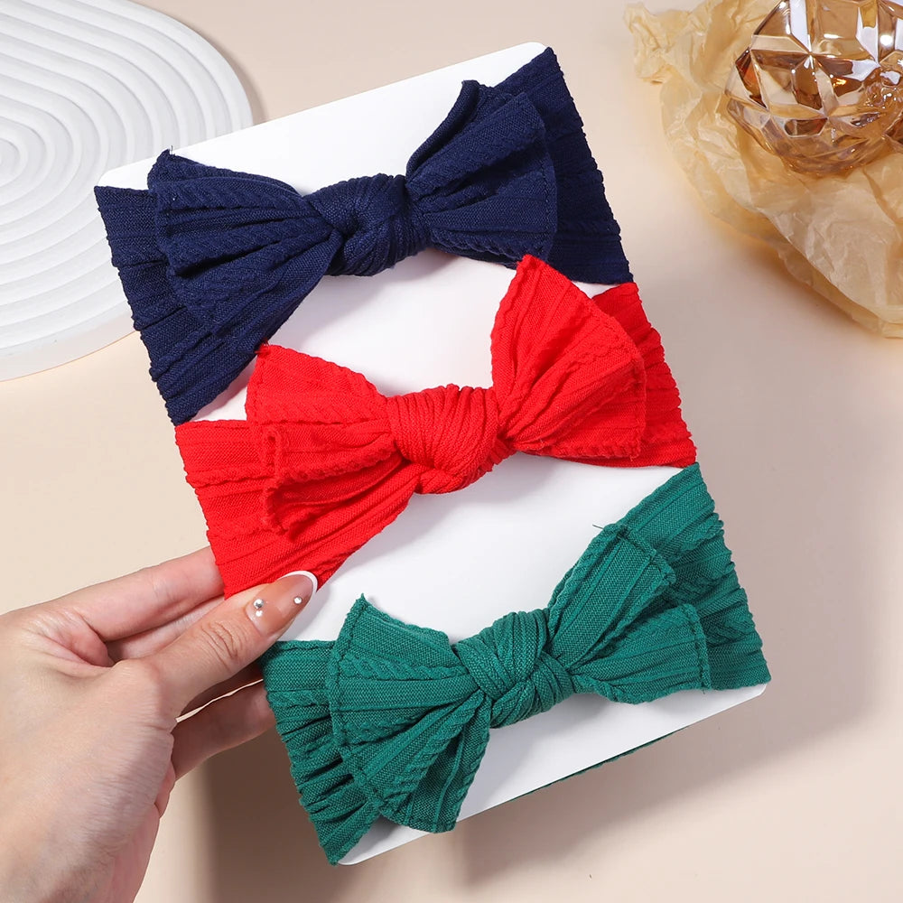 Kit 3 Peças de Faixas de Cabelo Tricotadas para Bebês – Turbante Elástico para Meninas e Crianças