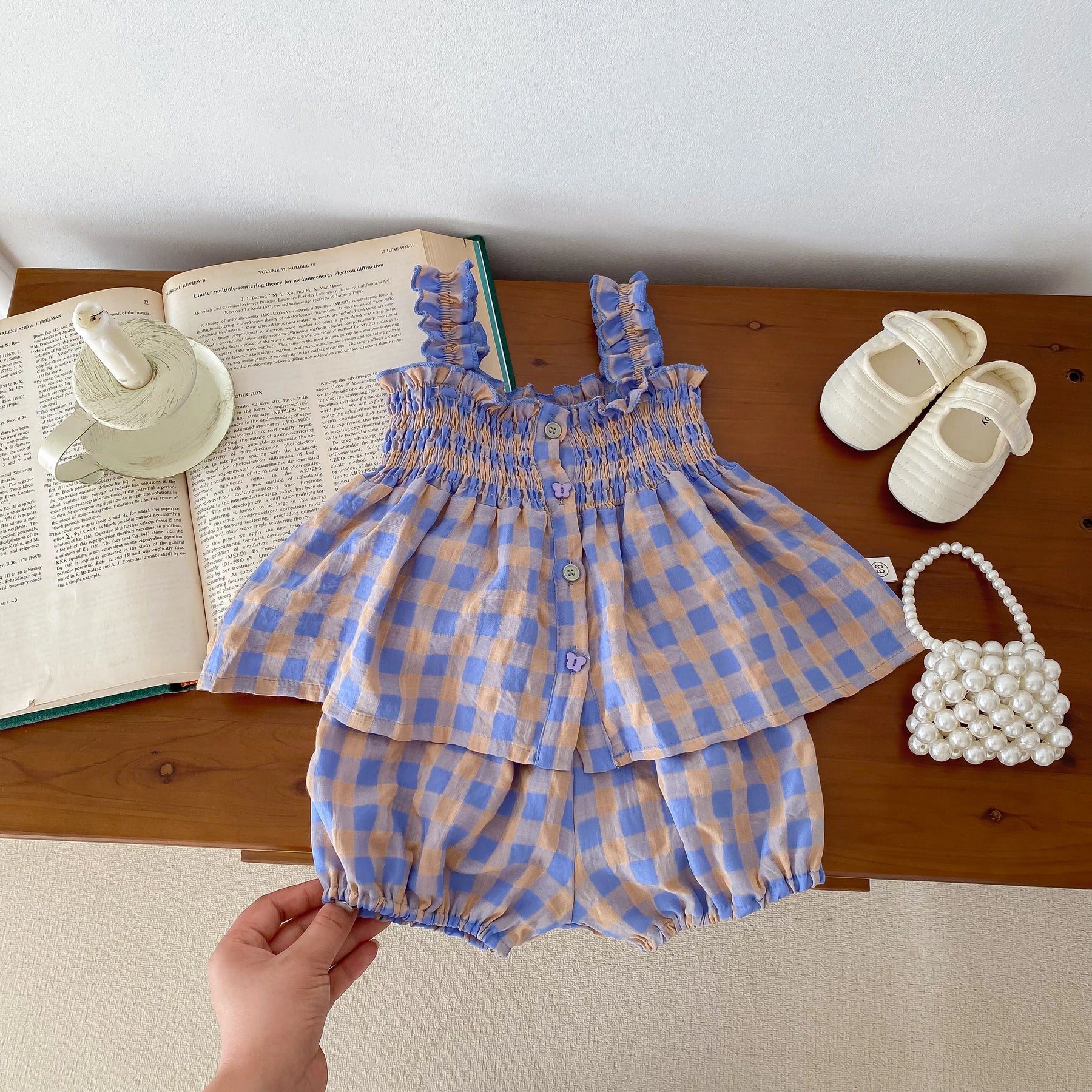 Conjunto Bebê Roxo Xadrez