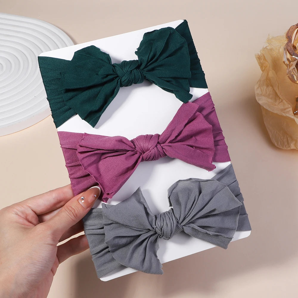 Kit 3 Peças de Faixas de Cabelo Tricotadas para Bebês – Turbante Elástico para Meninas e Crianças