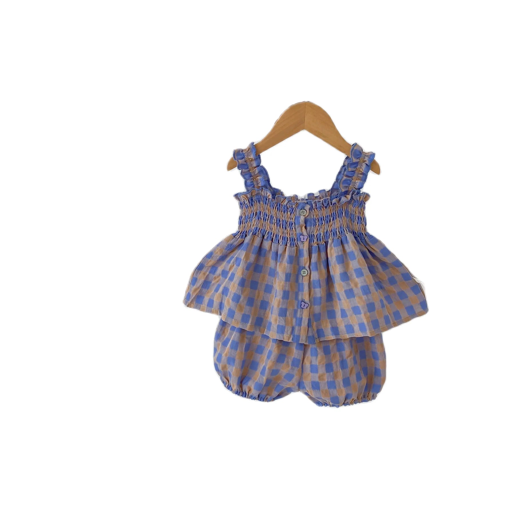 Conjunto Bebê Roxo Xadrez