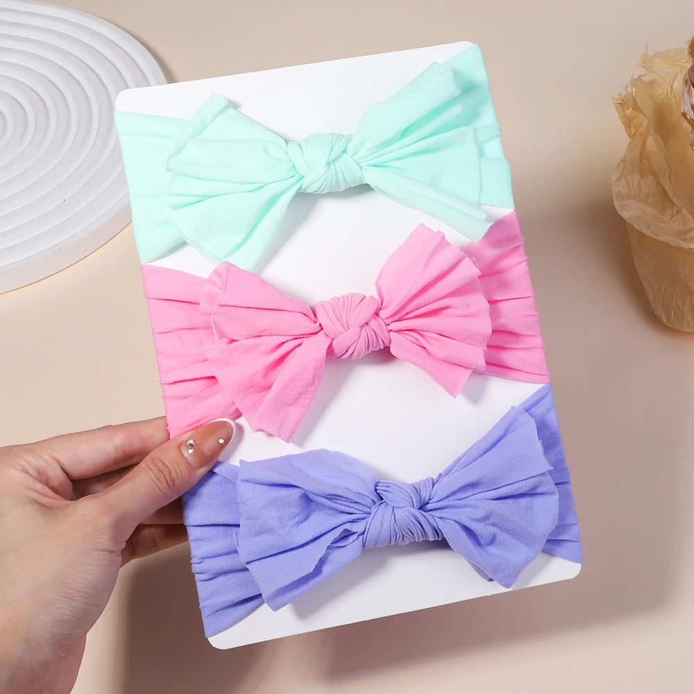 Kit 3 Peças de Faixas de Cabelo Tricotadas para Bebês – Turbante Elástico para Meninas e Crianças