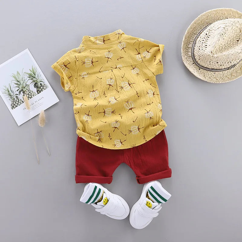 Conjunto Infantil Verão Camiseta de Algodão + Shorts 2 Peças - Rodrigo