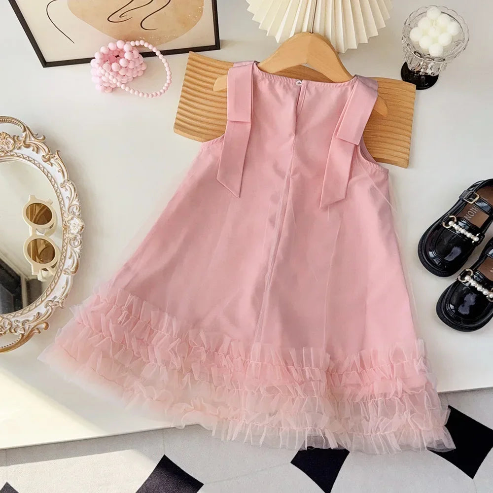 Vestido Princesa Rosa Sem Mangas