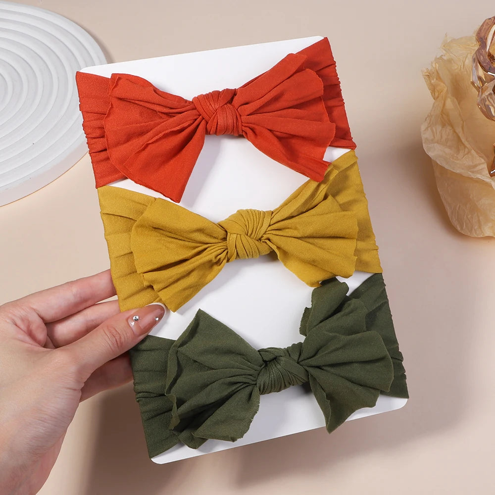 Kit 3 Peças de Faixas de Cabelo Tricotadas para Bebês – Turbante Elástico para Meninas e Crianças