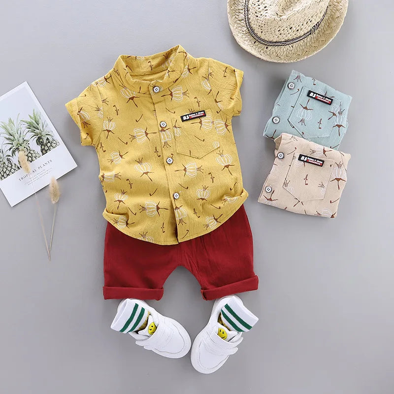 Conjunto Infantil Verão Camiseta de Algodão + Shorts 2 Peças - Rodrigo