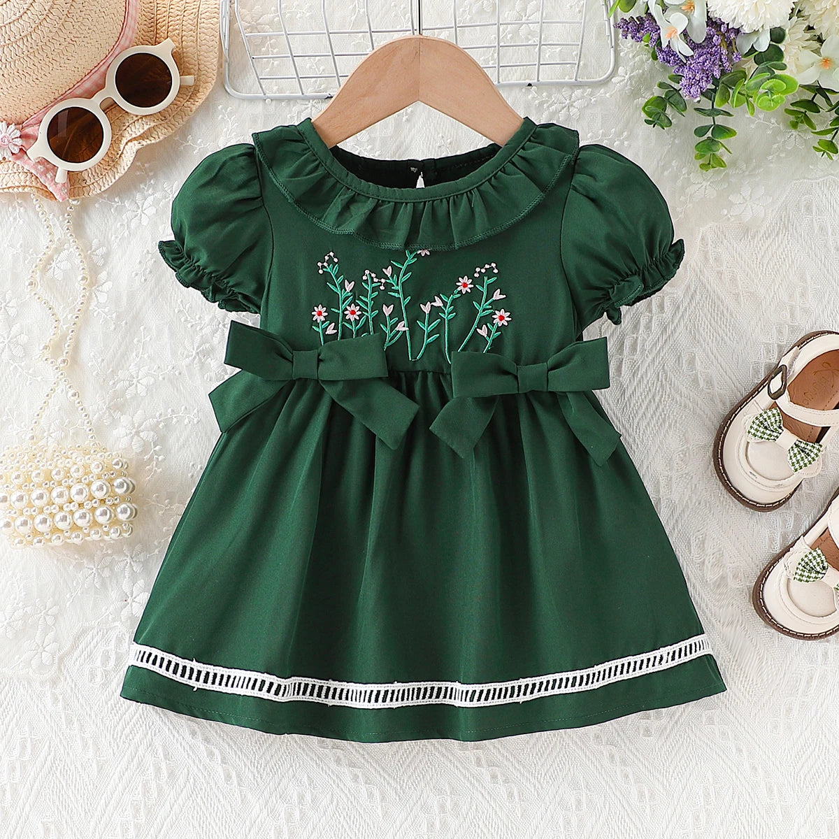 Vestido Princesa Infantil com Bordado Floral – Jade