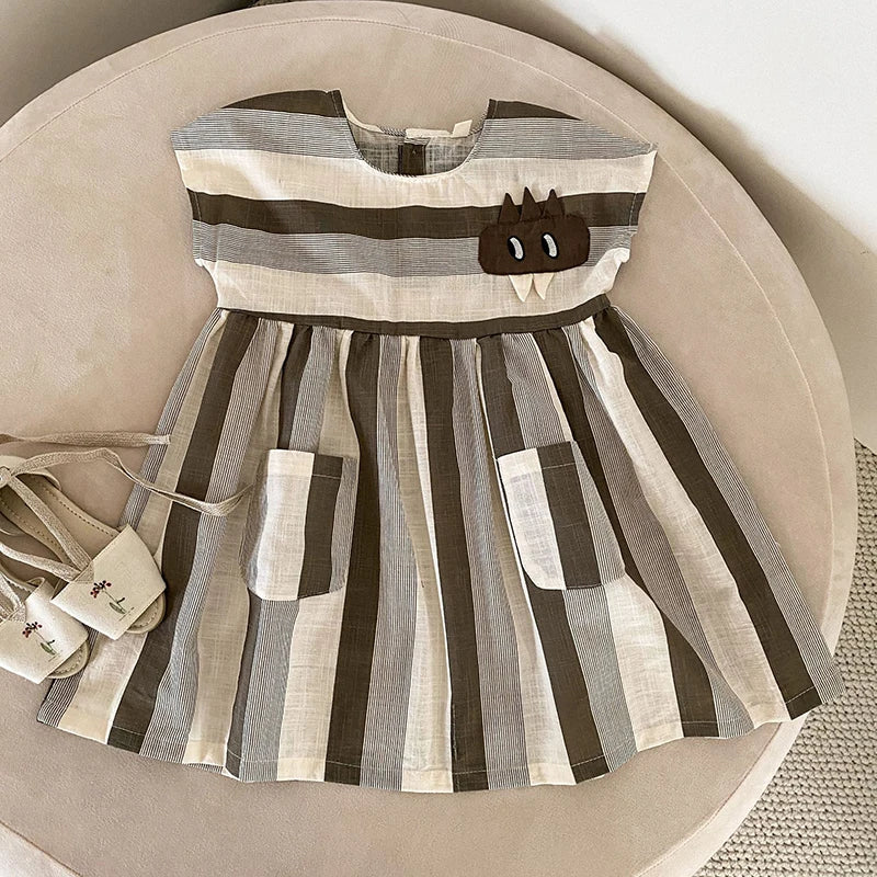 Conjunto Infantil de Verão MILANCEL – Camiseta Listrada com Shorts ou Vestido Cartoon