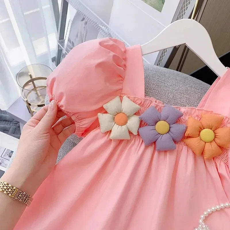 Vestido Princesa Infantil com Mangas Bufantes