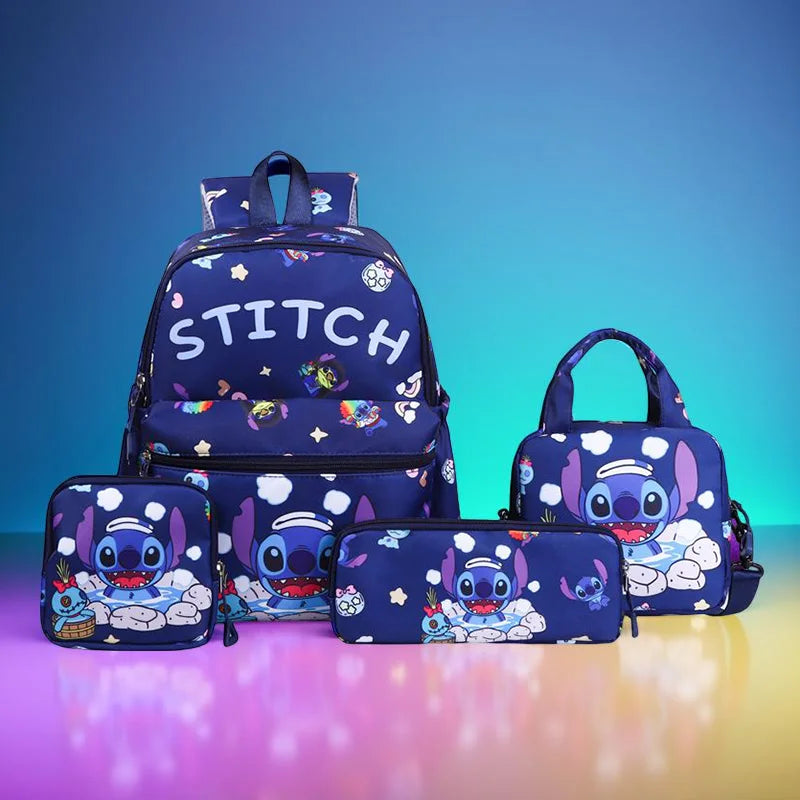 Kit 4 Peças Stitch – Mochila, Bolsa Transversal, Estojo e Carteira em Nylon