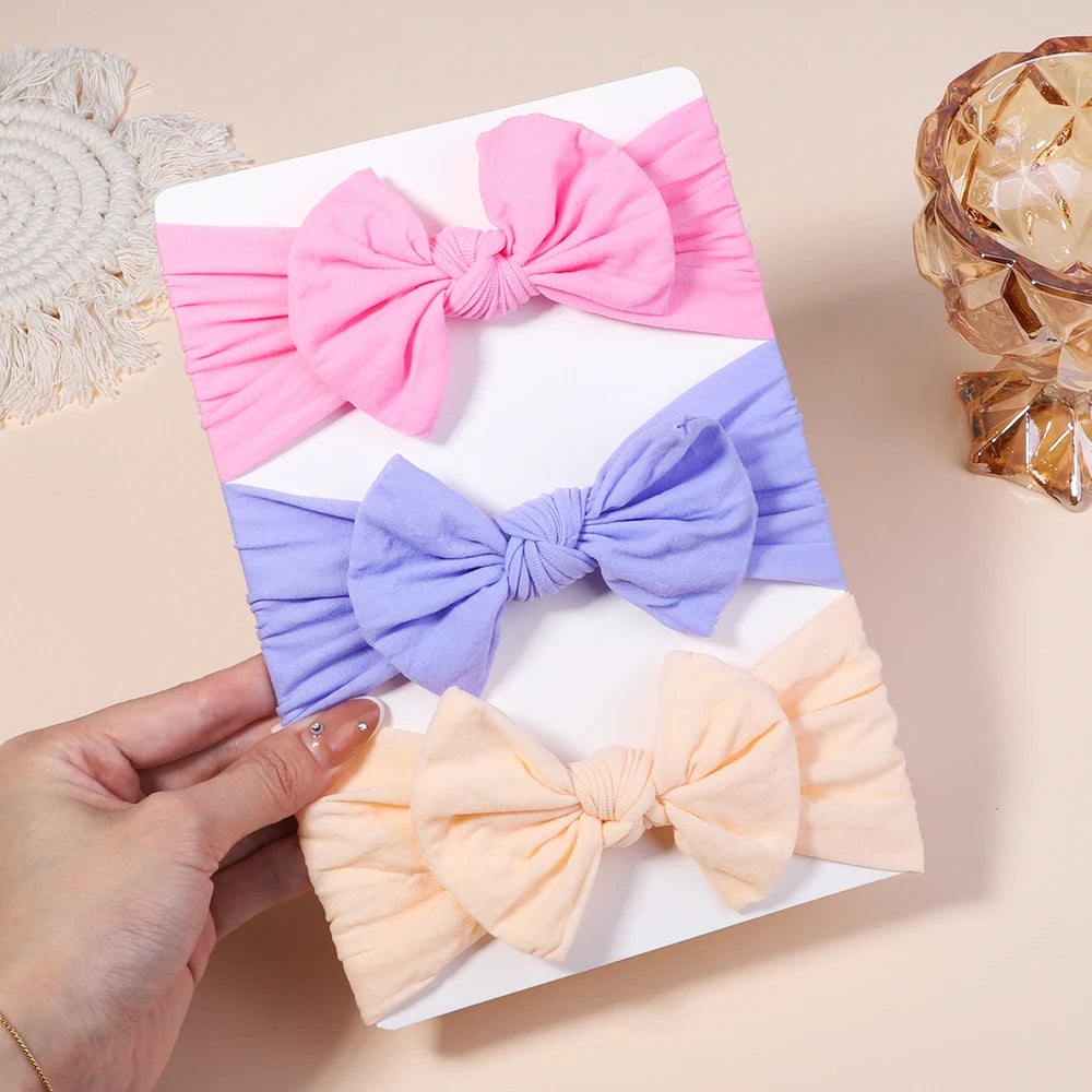 Kit 3 Peças de Faixas de Cabelo Tricotadas para Bebês – Turbante Elástico para Meninas e Crianças