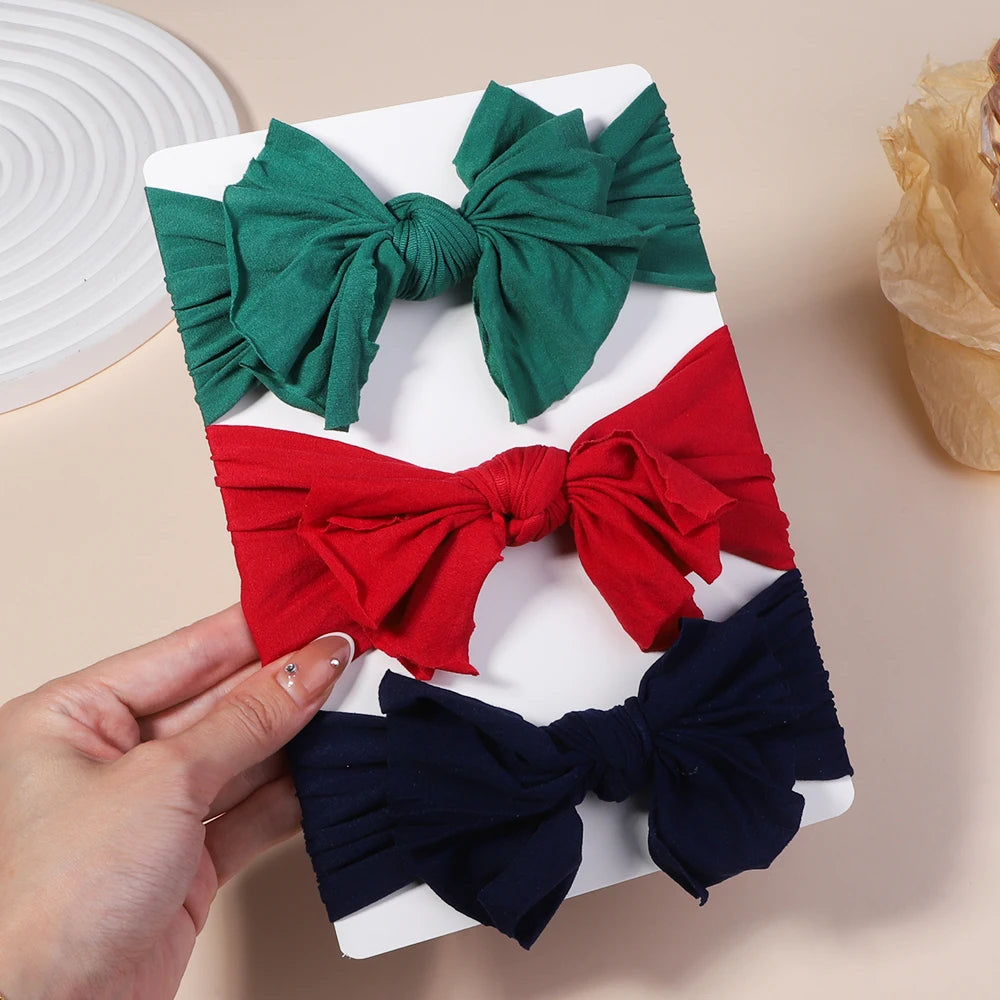 Kit 3 Peças de Faixas de Cabelo Tricotadas para Bebês – Turbante Elástico para Meninas e Crianças