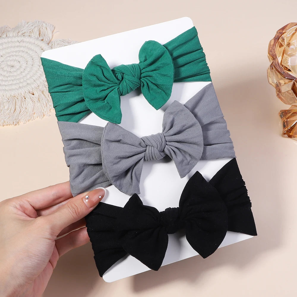 Kit 3 Peças de Faixas de Cabelo Tricotadas para Bebês – Turbante Elástico para Meninas e Crianças