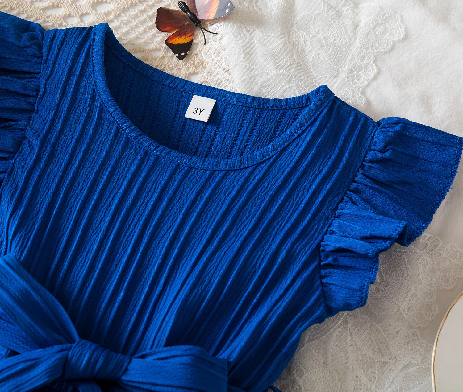 Vestido Infantil “Doce Encanto” – Manga Babado, Cores Lisos, Estilo Princesa