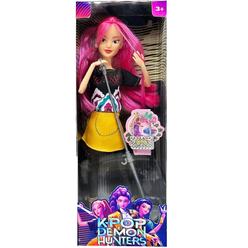 Boneca Kpop Demon Hunters 12cm – Action Figure Rumi, Mira, Zoey | Estilo Fashion, Articulada e Ideal para Coleção