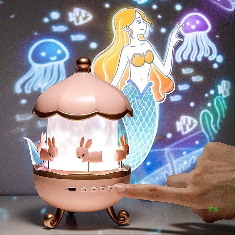 Abajur Projetor Infantil com 12 Discos + Bateria Recarregável – Luz Noturna Educativa e Divertida