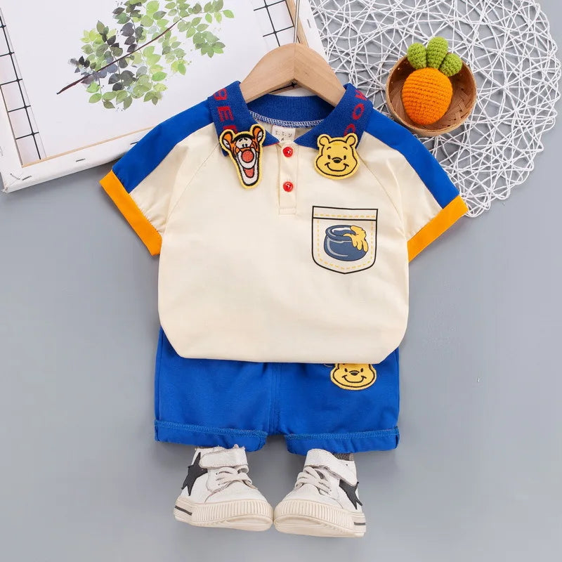 Conjunto Davi – Camiseta Polo + Shorts com Estampa Divertida