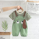 Conjunto Infantil Verão Camiseta Listrada + Jardineira 2 Peças