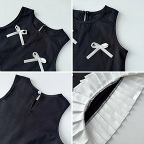 Vestido Infantil “Laço Preto” – Sem Manga, Simples e Doce