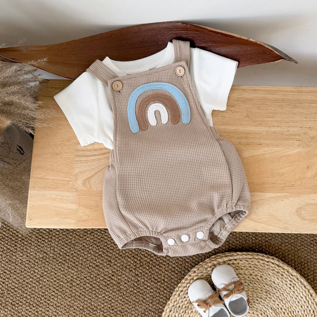 Conjunto Bebê Verão Jardineira com Camiseta 2 Peças