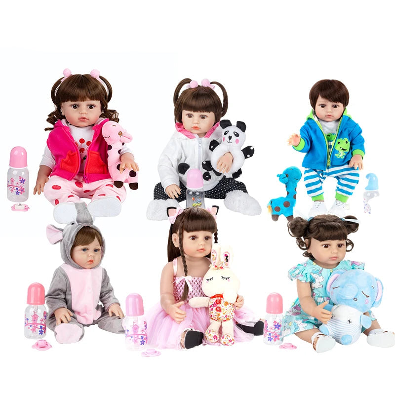 Boneca Reborn 48cm Corpo de Silicone com Pelúcia – Realista, Macia e Completa com Acessórios