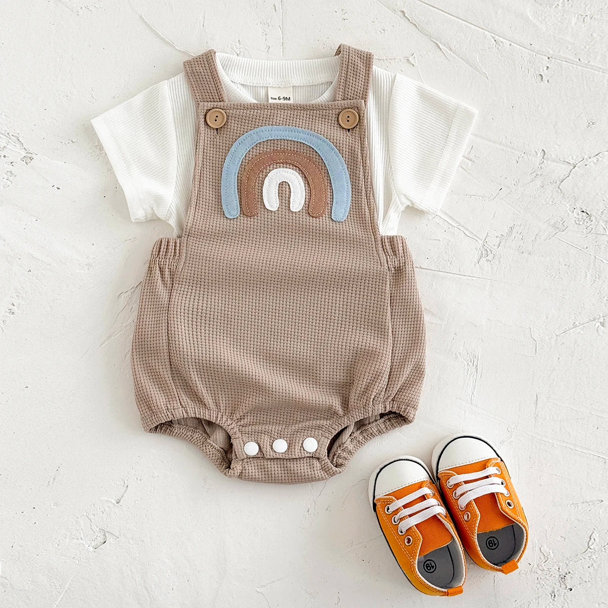 Conjunto Bebê Verão Jardineira com Camiseta 2 Peças