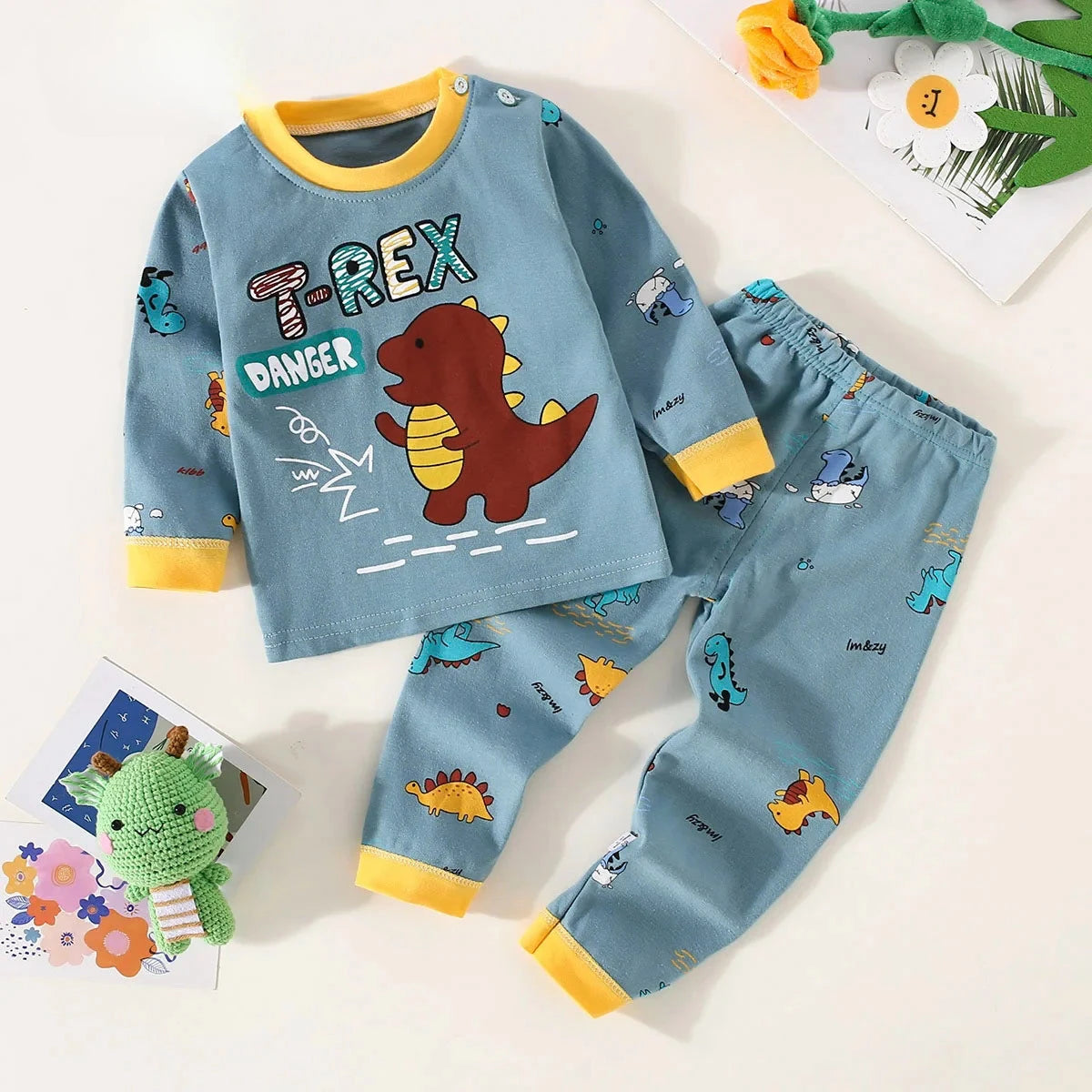 Pijama Infantil “Urso Fofo” – Conjunto de Algodão com Estampa de Urso e Letras
